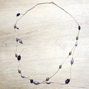 Purple and Gold Long Beaded Necklace